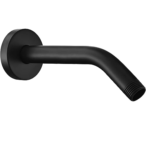 Nuodan Shower Arm with Flange, 8 Inches Wall Mount Replacement Shower Head Arm For Fixed Shower Head and Handheld Showerhead, Matte Black - Image 1