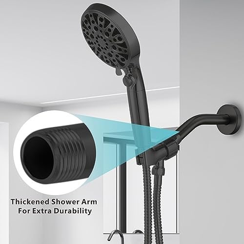 Nuodan Shower Arm with Flange, 8 Inches Wall Mount Replacement Shower Head Arm For Fixed Shower Head and Handheld Showerhead, Matte Black - Image 5