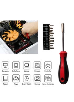 MESHIV Meshiv 10 in 1 Magnetic Ratchet Screwdriver Set with 10 Bit Pcs with Long Handle Red and Black Model No 10 in 1  - Image 4