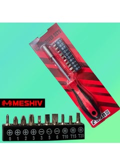 MESHIV Meshiv 10 in 1 Magnetic Ratchet Screwdriver Set with 10 Bit Pcs with Long Handle Red and Black Model No 10 in 1  - Image 5