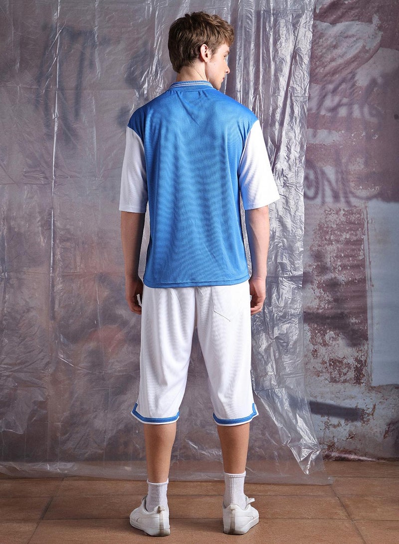 Hubberholme Men Streetletics Printed T-Shirt & Shorts Oversized fit Mesh Co-ord Set - Image 5