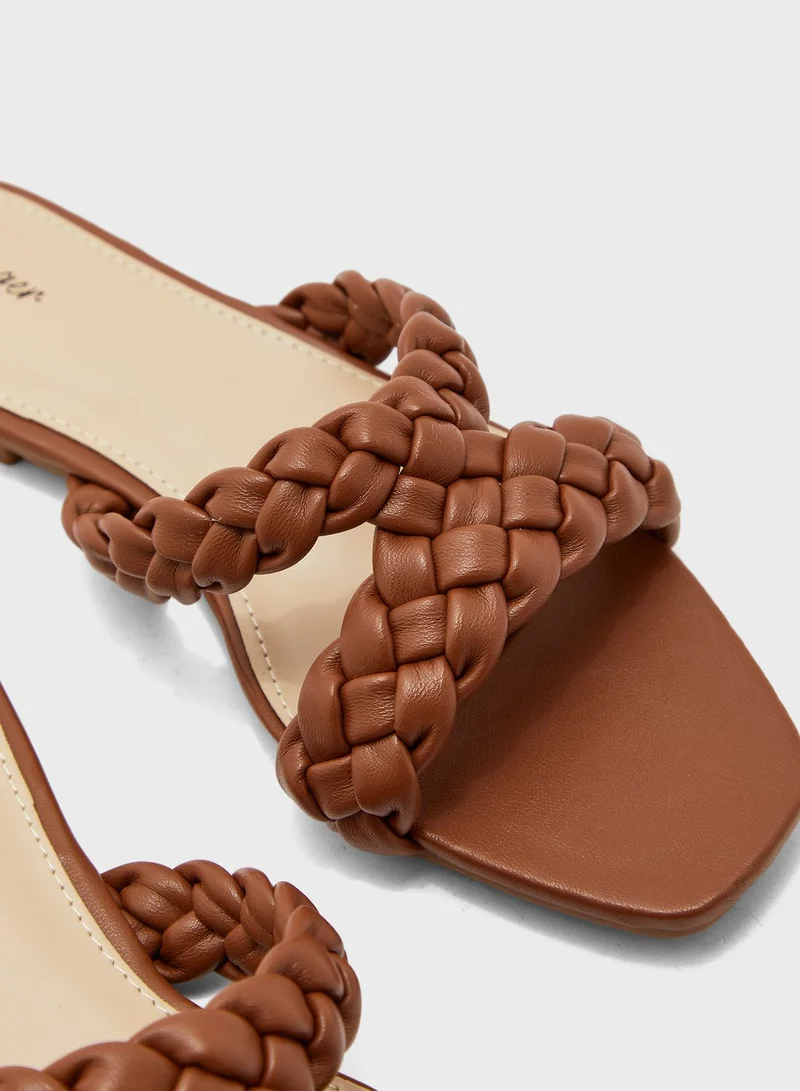 Ginger V Shape Braided Strap Flat Sandals