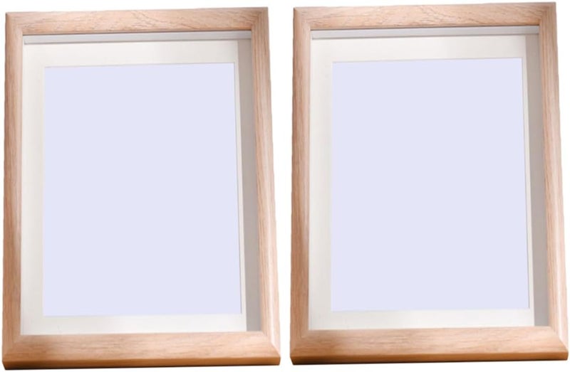 Vintage 10-inch Wooden Photo Display Frames, 2pcs Oak Color Wall-mounted Picture Frames for Living Room Decor and Photo Collage - Image 1