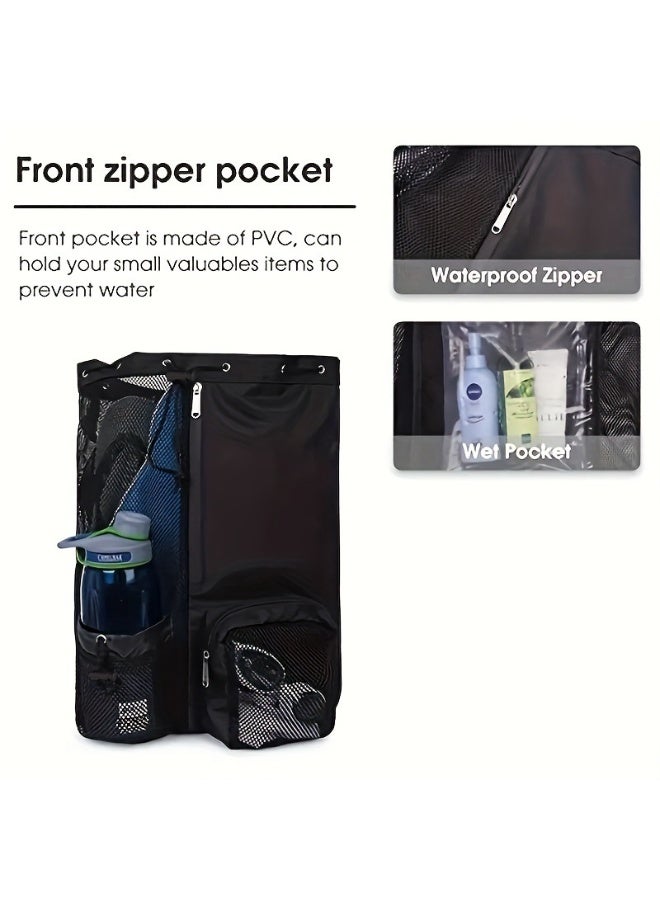 (أزرق) حقيبة ظهر للسباحة برباط شبكي مع حقيبة مبللة، 48*29*15 سم (الصور 2-5 توضح التفاصيل) - Image 4