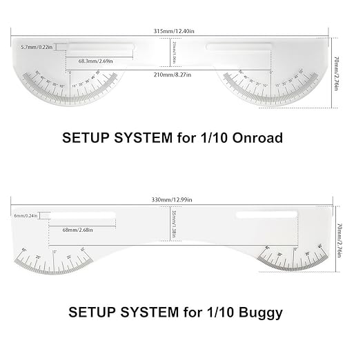 AMK MultiFunctional 110 RC Car Setup System with Two Gauges Aluminum Camber Toe Slip Angle Gauge Suspension Steering Adjustment Tool Alignment Tuning Tool for 110 RC Buggy and On Road Cars - Image 5