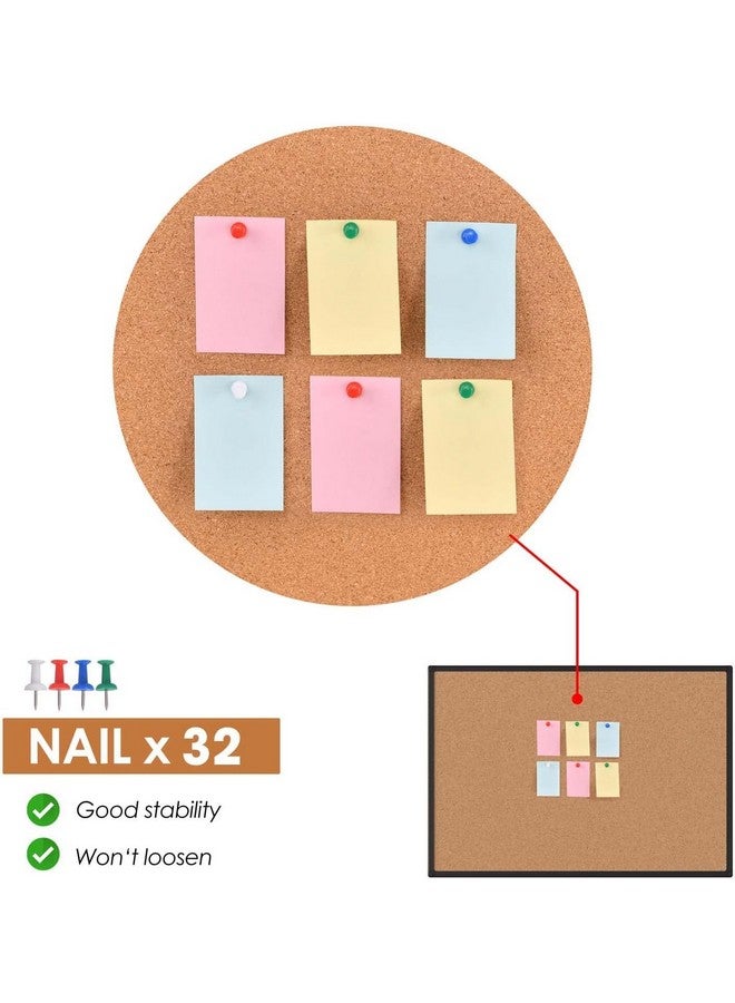 بورد 2 باي لوح إعلانات من الفلين مكون من قطعتين مقاس 24 × 36، إطار من الألومنيوم الأسود، لوح إعلانات من الفلين مقاس 2 × 3، لوح مكتب للحائط من الفلين، لوحة إعلانات كبيرة مثبتة على الحائط مع 32 دبوس دفع للمدرسة والمنزل والمكتب - Image 4