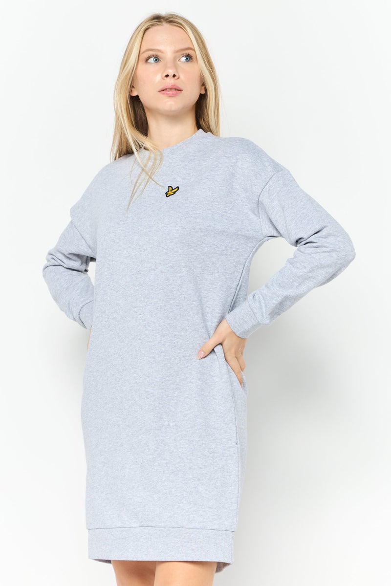 Lyle & Scott Women Brand Logo Mini Dress, Grey - Image 3