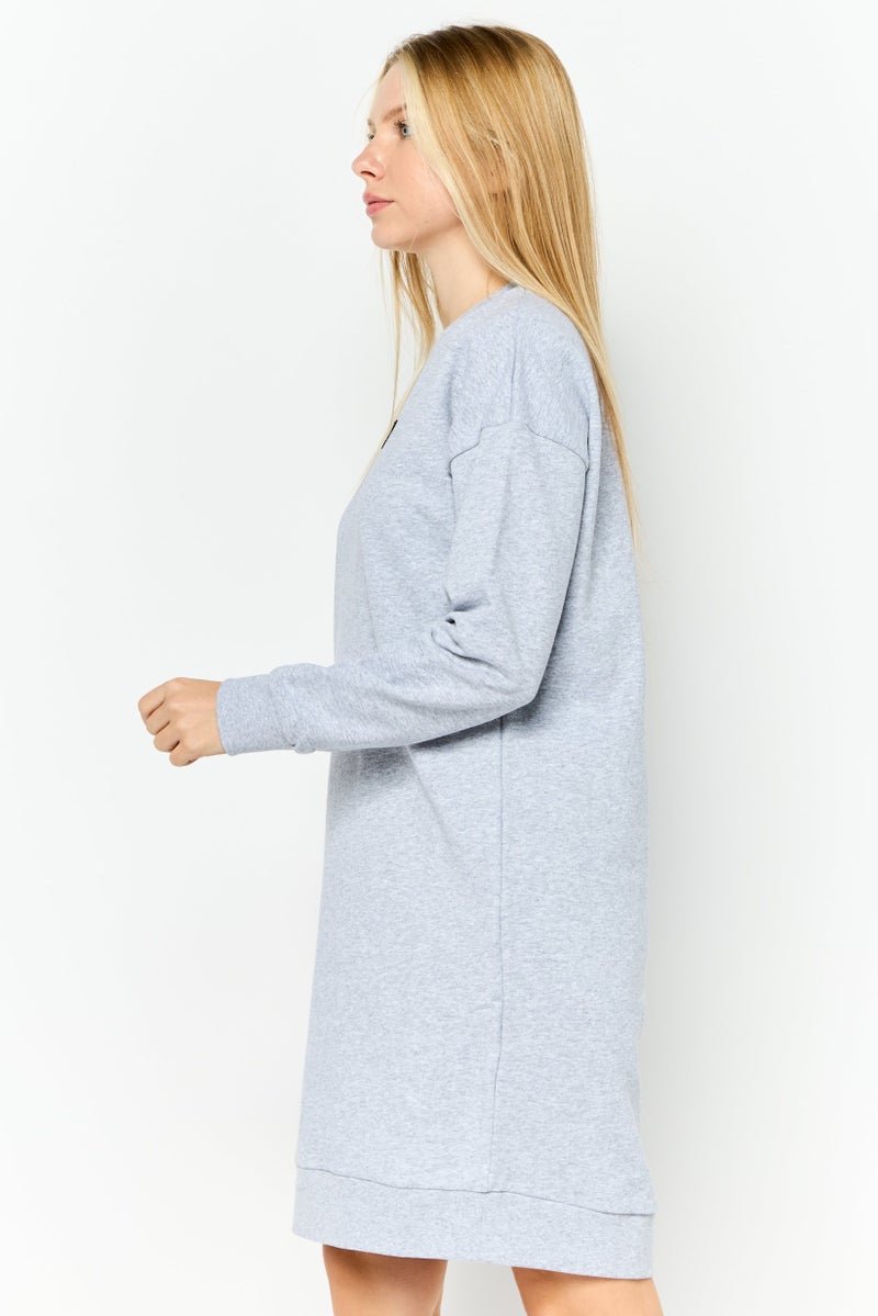 Lyle & Scott Women Brand Logo Mini Dress, Grey - Image 2