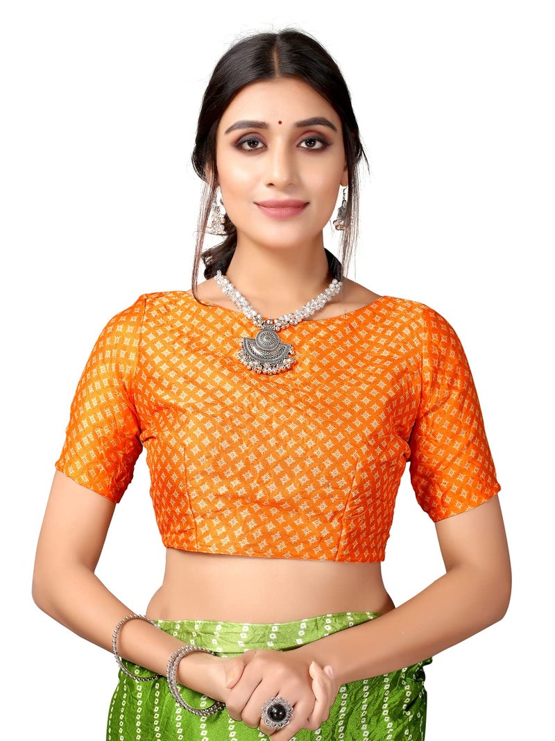 SIRIL Women's Bandhani Printed Silk Saree with Unstitched Blouse Piece(2362S562_Parrot Green) - Image 4