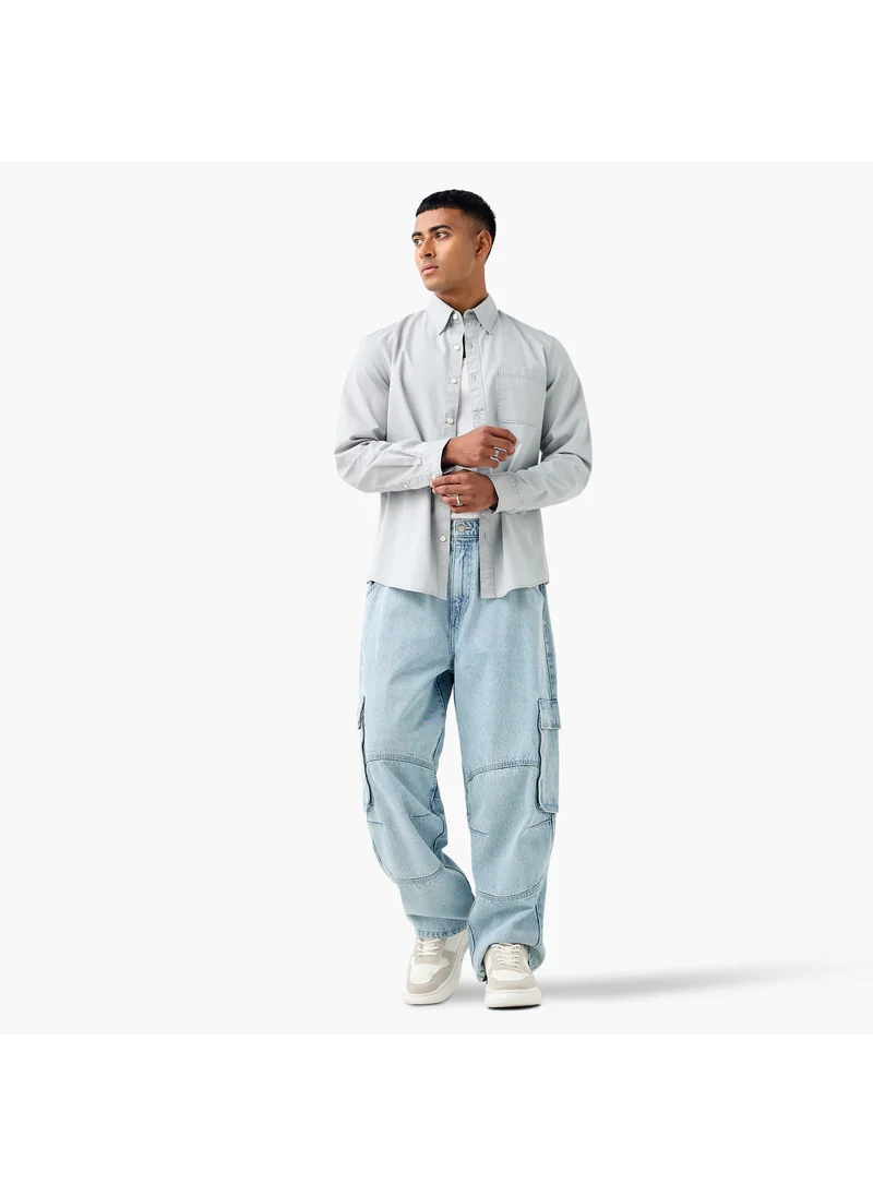 لي كوبر Lee Cooper Regular Fit Collared Shirt with Chest Pocket