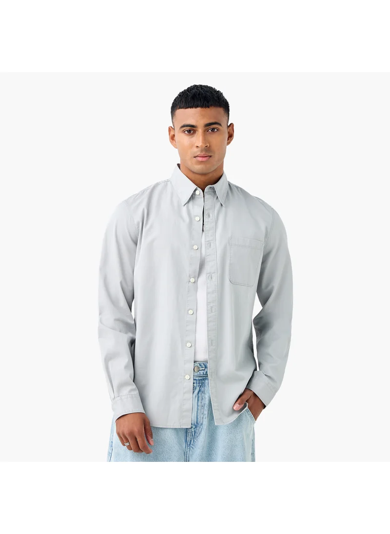 لي كوبر Lee Cooper Regular Fit Collared Shirt with Chest Pocket