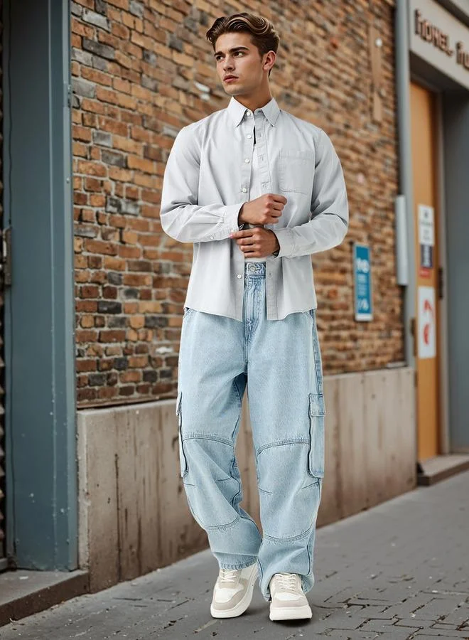 Lee Cooper Lee Cooper Regular Fit Collared Shirt with Chest Pocket