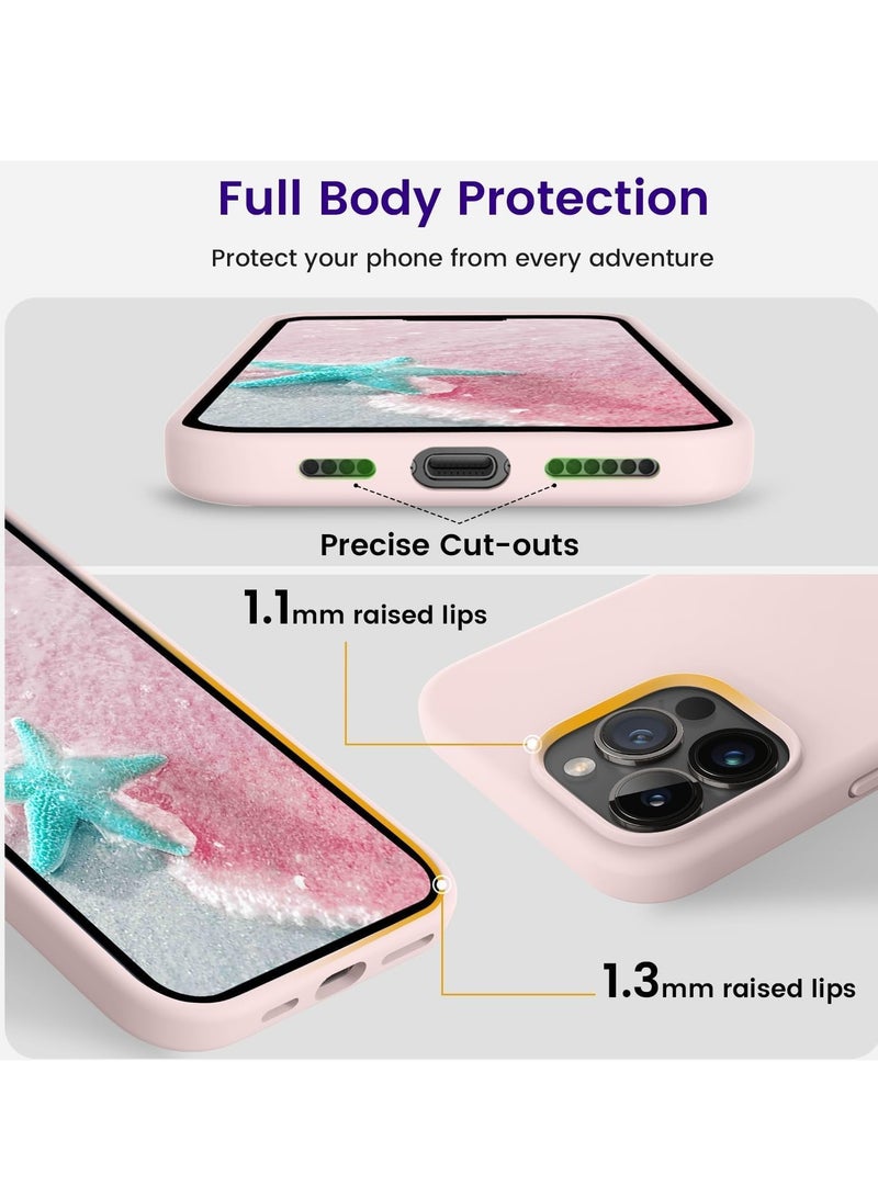 ELTRAZONE iPhone 16 Pro Max Soft Liquid Silicone Gel Case - Full Body Shockproof Protection with Matte Finish & Microfiber Lining (Sand Pink) - Image 3