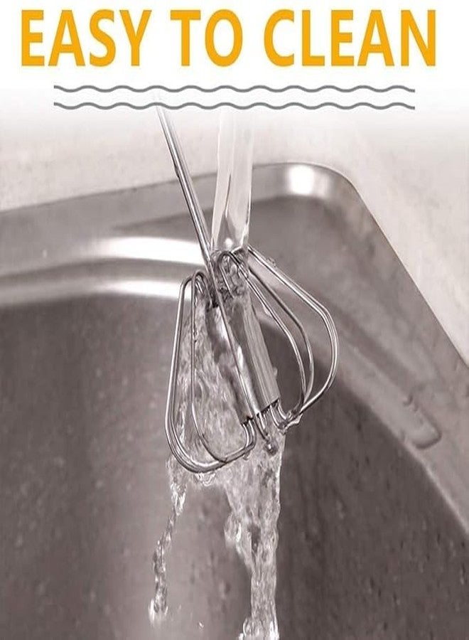 HDR MALL Stainless Steel Whisks, Hand Push Whisk Blender Semi-Automatic Whisk Mixer Egg Milk Beater Milk Frother Rotating Push Whisk Mixer for Blending, Whisking(Egg Whisker) - Image 4