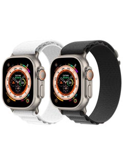 CATANES 2 Pack For Apple Watch Band 49mm 45mm 44mm 42mm Alpine Loop Band Women Men Adjustable with Metal G-Hook Strap for iWatch Ultra Series SE 8/7/6/5/4/3/2/1 Black/White  - Image 3