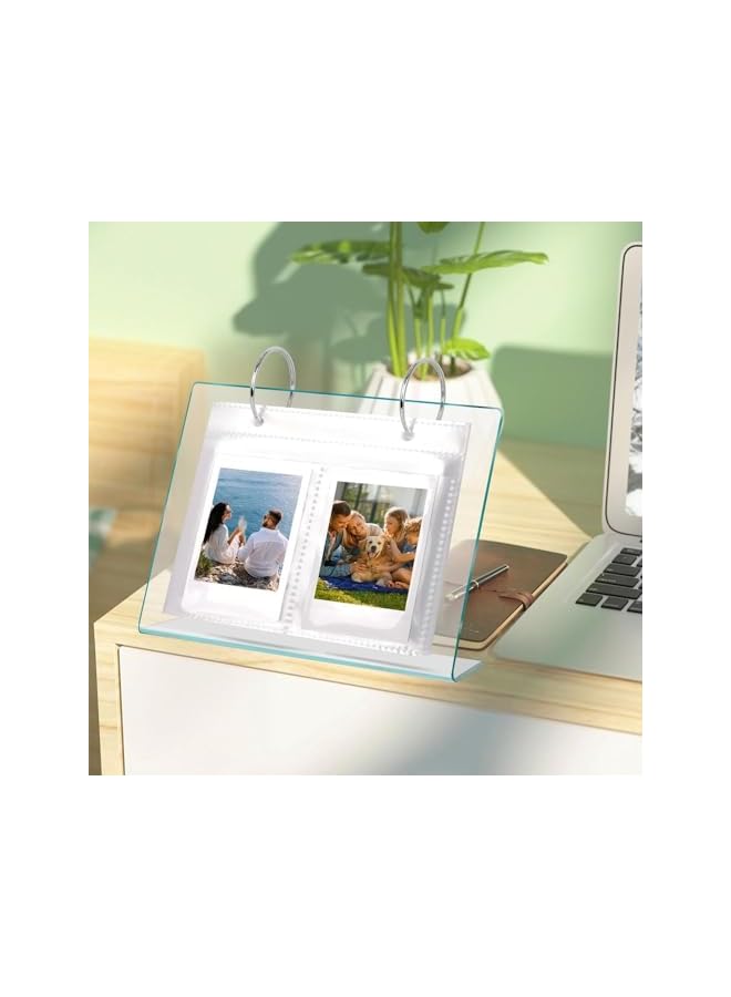 The Bros ألبوم صور مصغر قائم على المكتب بـ 68 جيب، حامل عرض مجوهرات عمودي DIY من الأكريليك خفيف الوزن، حامل عرض صور وبطاقات بريدية للمكتب المنزلي - 3 بوصة - Image 5