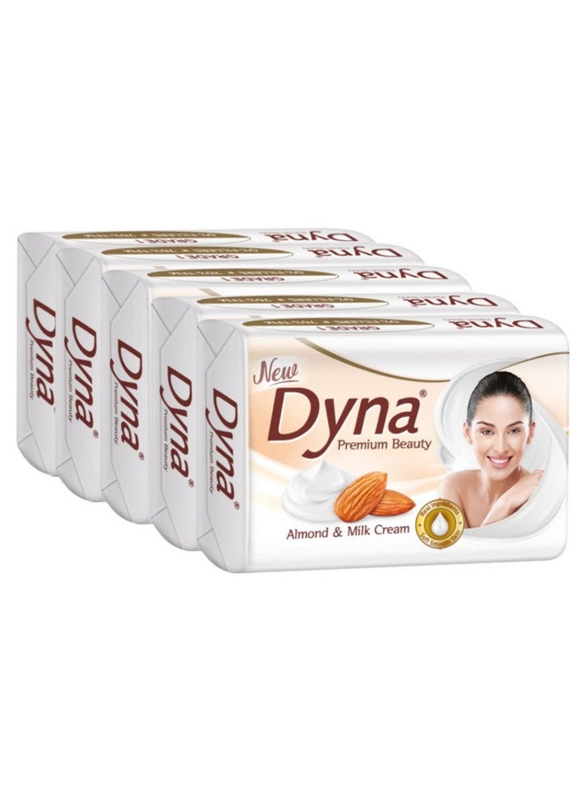 DYNA صابون الاستحمام دينا كريمة الحليب ومستخلصات زيت اللوز 100 جرام × 5 صابون من الدرجة الأولى مع 76% TFM - Image 1