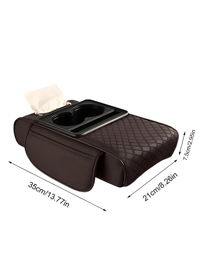 Generic Car Center Console Armrest Cushion Thicken Arm Rest Box Pad Side Extension Cushion with Cup Holder Tissue Box Organizer Bag Universal Armrest Cover - Image 4