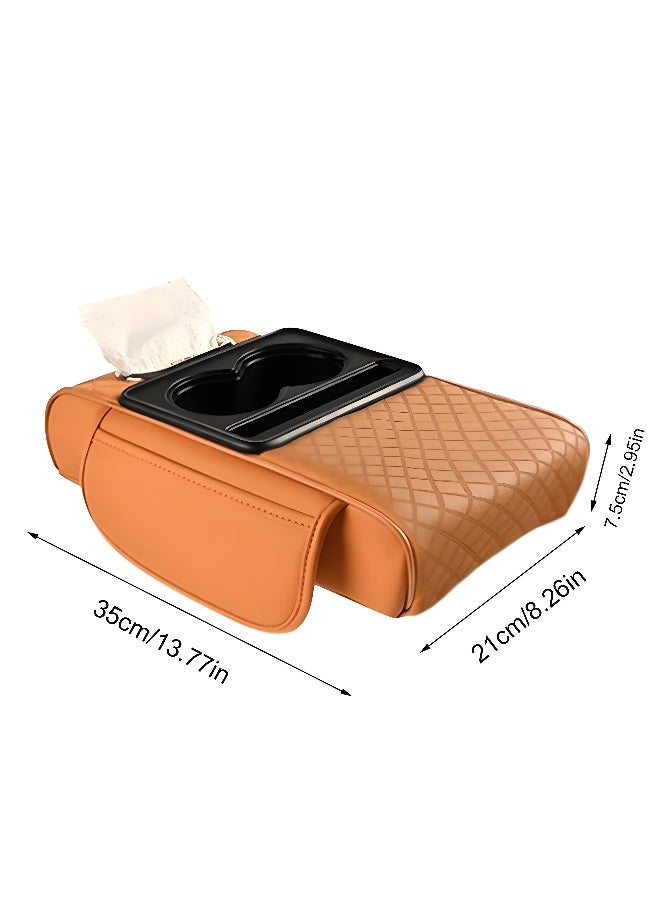 Generic Car Center Console Armrest Cushion Thicken Arm Rest Box Pad Side Extension Cushion with Cup Holder Tissue Box Organizer Bag Universal Armrest Cover - Image 3