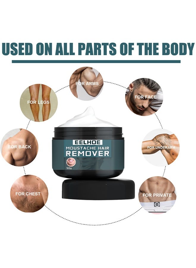 EELHOE - Moustache Hair Remover Cream, Hair Remover For Men, Fast And Effective Hair Remover For Men's Underarm, Chest, Back, Legs And Arms 50G - Image 1