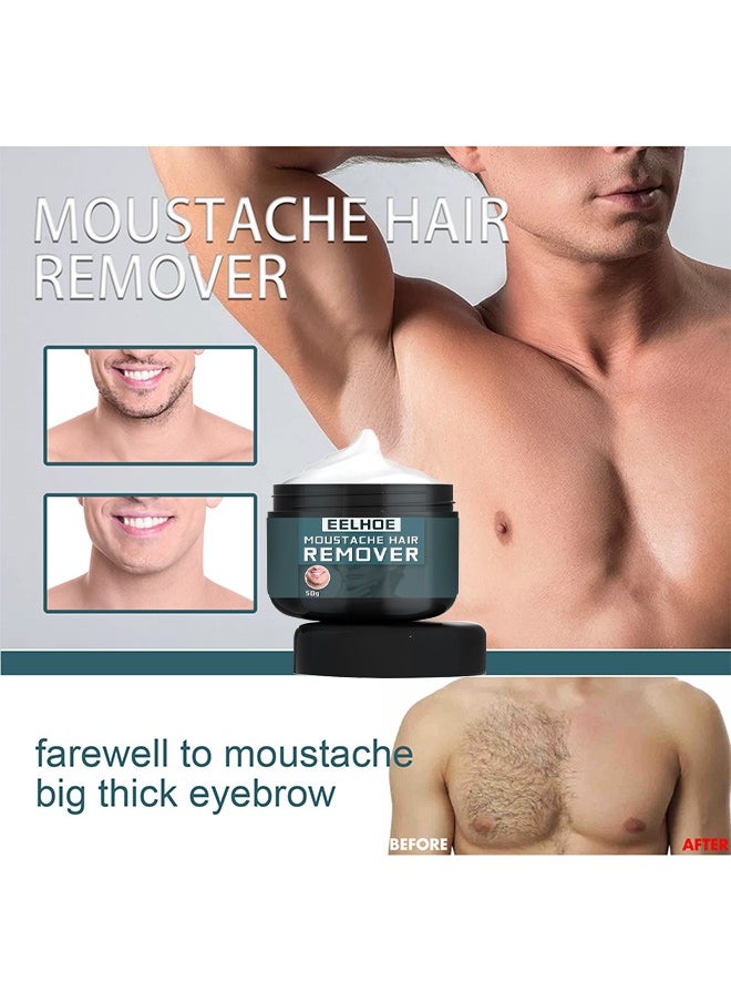 EELHOE - Moustache Hair Remover Cream, Hair Remover For Men, Fast And Effective Hair Remover For Men's Underarm, Chest, Back, Legs And Arms 50G - Image 1