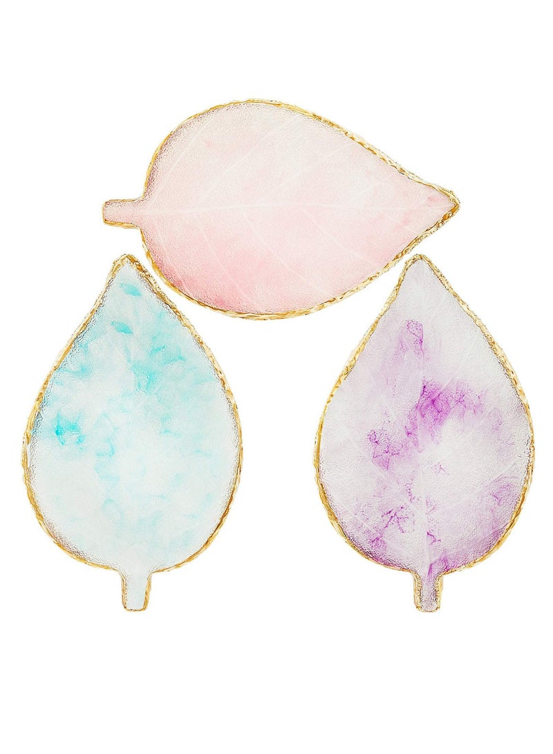 SYOSI Nail Art Palettes, Nail Mixing Palette Polish Color, Mixing Plate Golden Edge Resin Nail Holder, Nail Art Display Cosmetic Mixing Tools Leaf Shape, Nail Art Gel Nail Polish, 3 Pieces  - Image 1