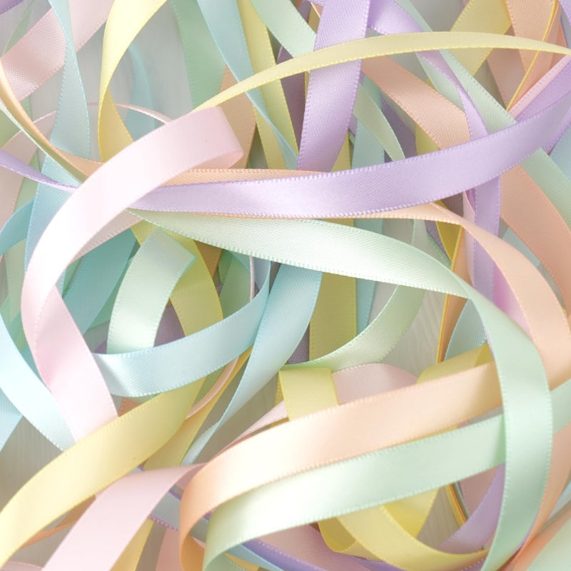 DINDOSAL Pastel Ribbon for Crafts Pastel Rainbow Ribbon 3/8" Double Face Satin 6 Rolls Assortment Thin for Gift Wrapping,Wedding Party Decorations - 60Yards - Image 3