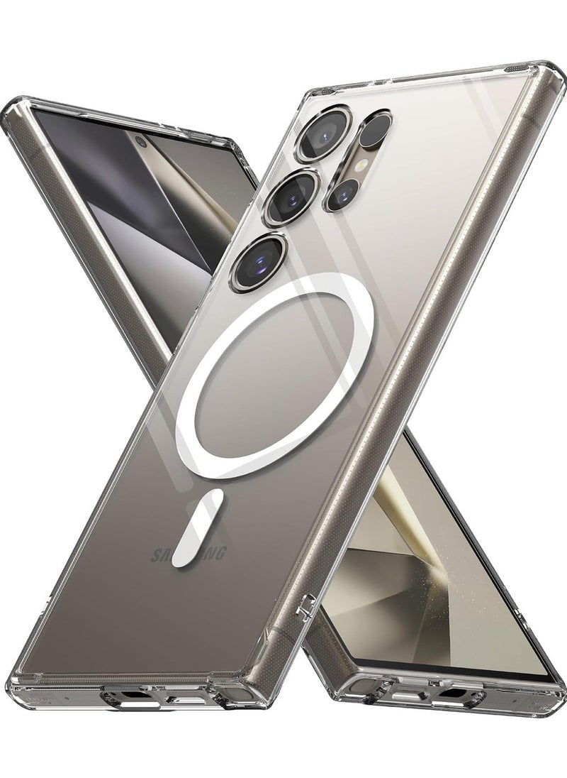 Raxoom Fusion Magnetic [Compatible with MagSafe] Designed for Samsung Galaxy S24 Ultra Case, Transparent Shockproof TPU Bumper Sturdy Protective Phone Cover for Magnetic Accessories - Clear - Image 1