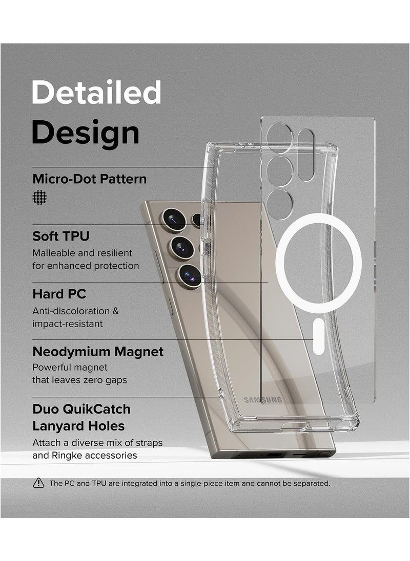 Raxoom Fusion Magnetic [Compatible with MagSafe] Designed for Samsung Galaxy S24 Ultra Case, Transparent Shockproof TPU Bumper Sturdy Protective Phone Cover for Magnetic Accessories - Clear - Image 5