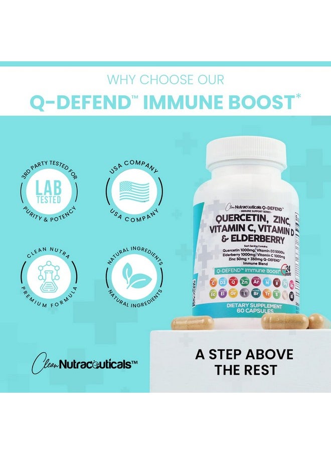 Clean Nutraceuticals - Quercetin 1000Mg Zinc 50Mg Vitamin C 1000Mg Vitamin D 5000 Iu Bromelain Elderberry Lung Immune Defense Support Supplement Adults With Artemisinin Sea Moss Echinacea Garlic Immunity Allergy Relief - Image 1