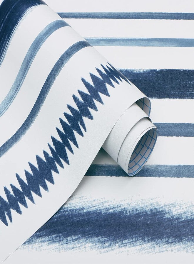 Timeet Blue and White Wallpaper Line Peel and Stick Wallpaper 17.3 "x 78.7" Geometric Stripe Contact Paper Self Adhesive Removable Wallpaper for Bedroom Living Room Decor - Image 4