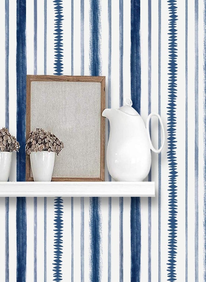 Timeet Blue and White Wallpaper Line Peel and Stick Wallpaper 17.3 "x 78.7" Geometric Stripe Contact Paper Self Adhesive Removable Wallpaper for Bedroom Living Room Decor - Image 1