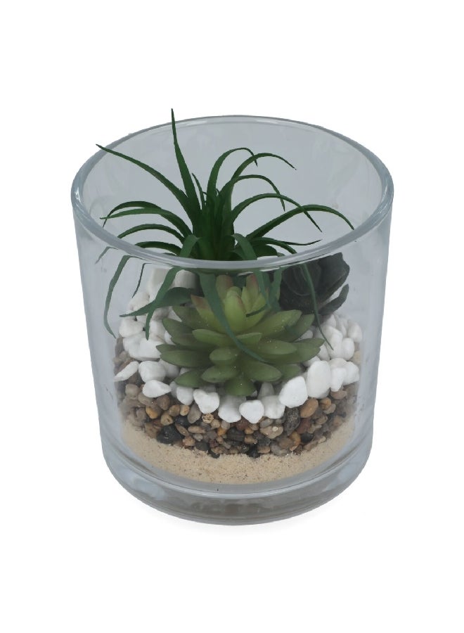atmosphera Decorative Artificial Succulent Combo Plant with Transparent Pot Multicolor 15 x 14.8 x 14.6 cm 181502 - Image 3