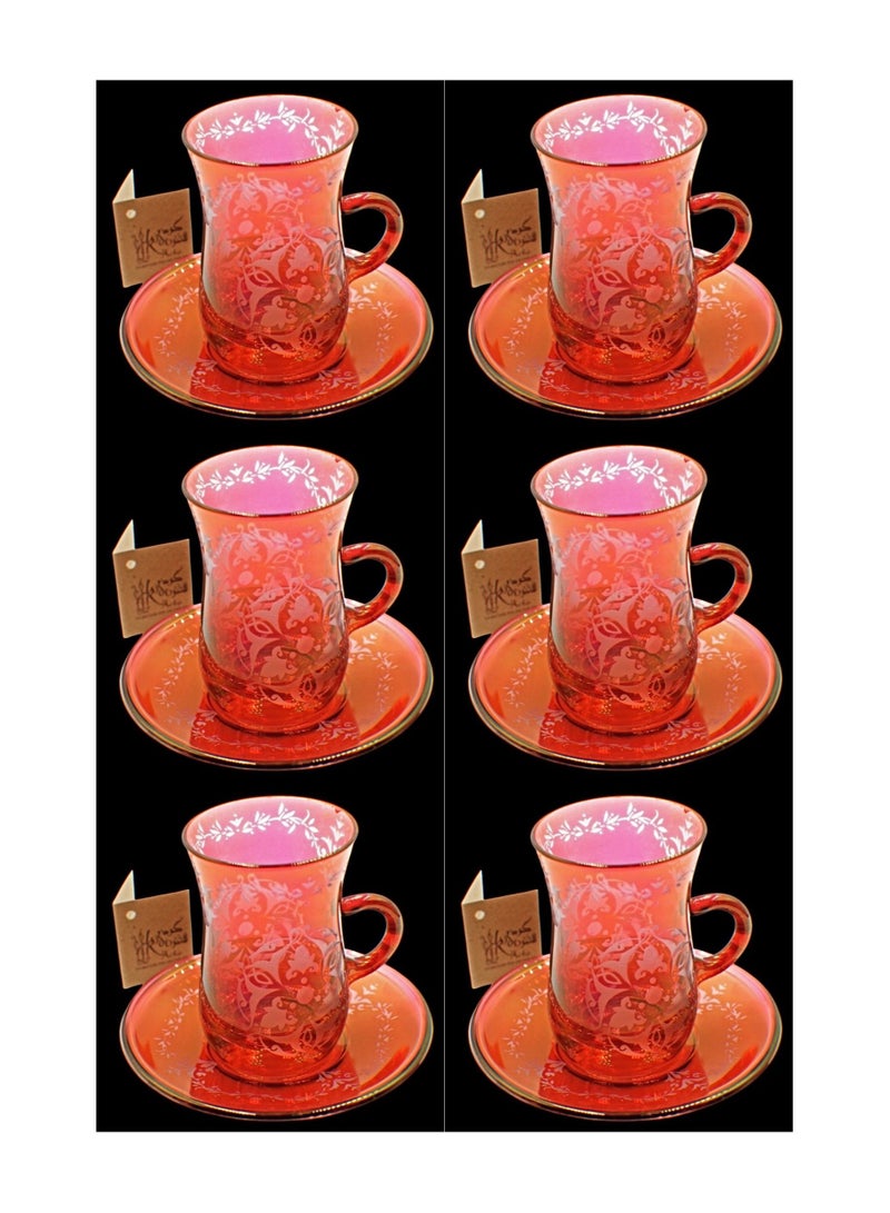 KuduArts Tea Cups With saucer glass 6 Pieces - Image 1