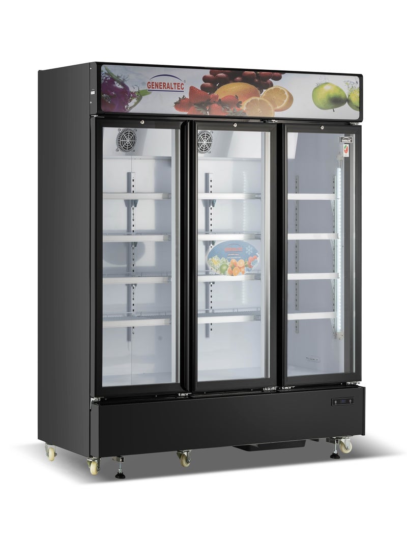 Generaltec Showcase Chiller 3 Glass Door, Black Color, with 5 Year Compressor & 1 Year Full Warranty 1180 L 620 W GCH1950L black