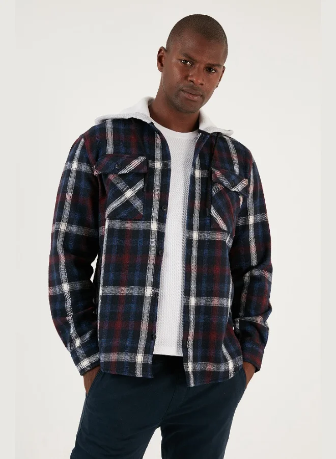 Buratti Buratti Plaid Double Pocket Hooded Lumberjack Shirt Men's SHIRT CF22W2650