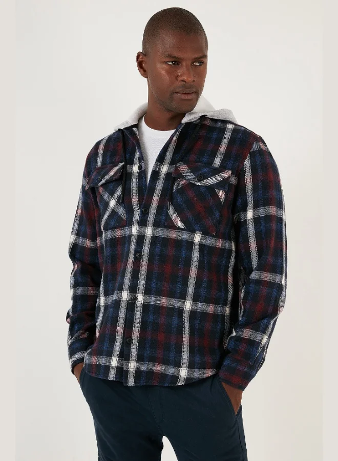 Buratti Buratti Plaid Double Pocket Hooded Lumberjack Shirt Men's SHIRT CF22W2650
