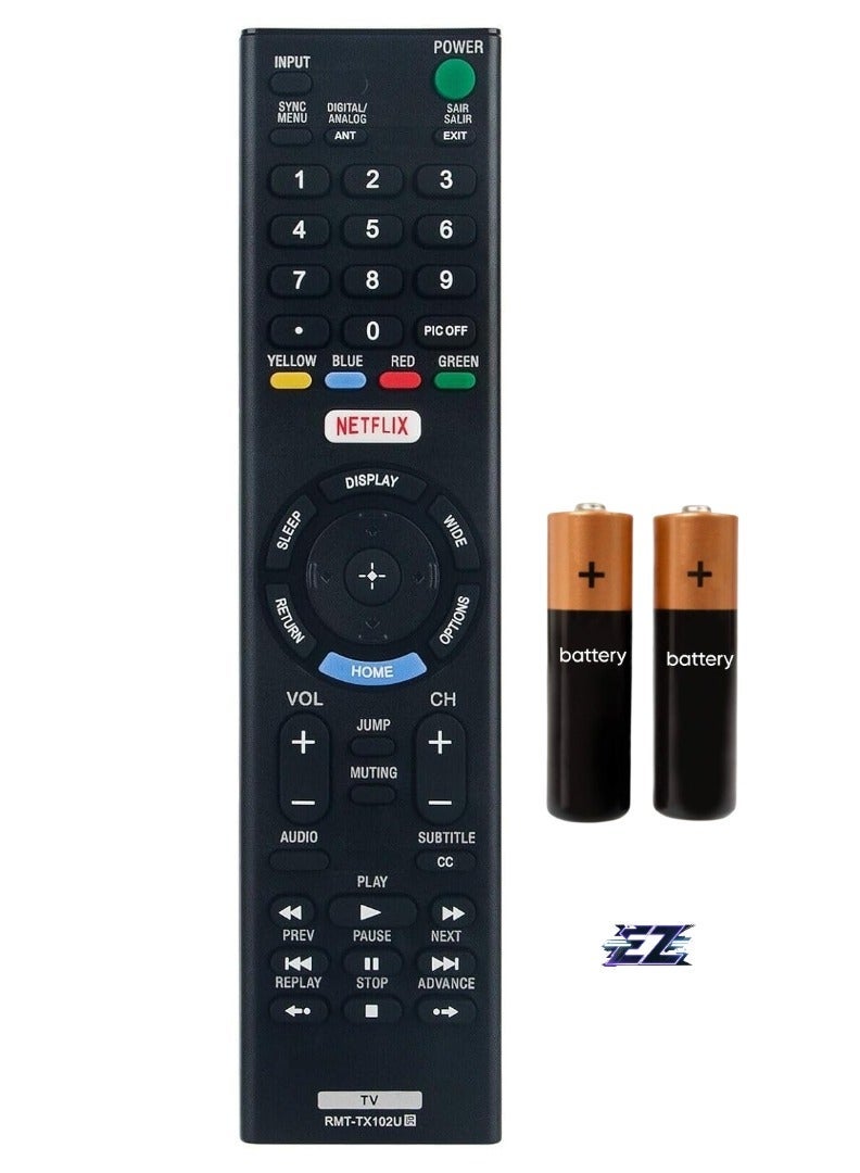 PopZa New RMT-TX102U Replacement Remote for Sony TV - Compatible with KDL-48W650D, KDL-32W600D, KDL-40W600D & More - Includes Battery - Image 1