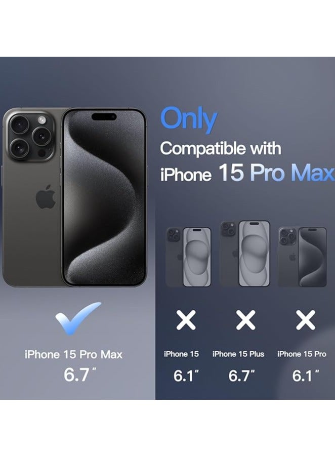 فوكس جراب معدني بدون إطار لهاتف iPhone 15 Pro max مع حامل Magsafe، نحيف صلب مقاوم للصدمات - أسود - Image 2