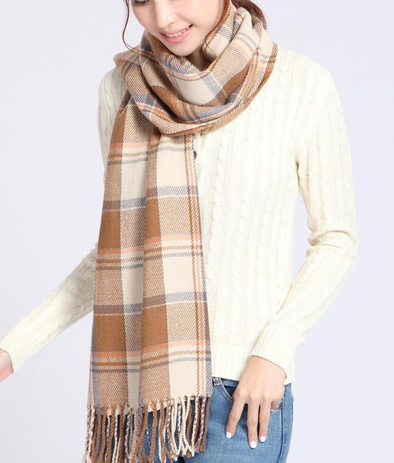 Wander Agio Womens Scarves Warm Long Shawl Wraps Wool Large Scarf Gird Beige - Image 3
