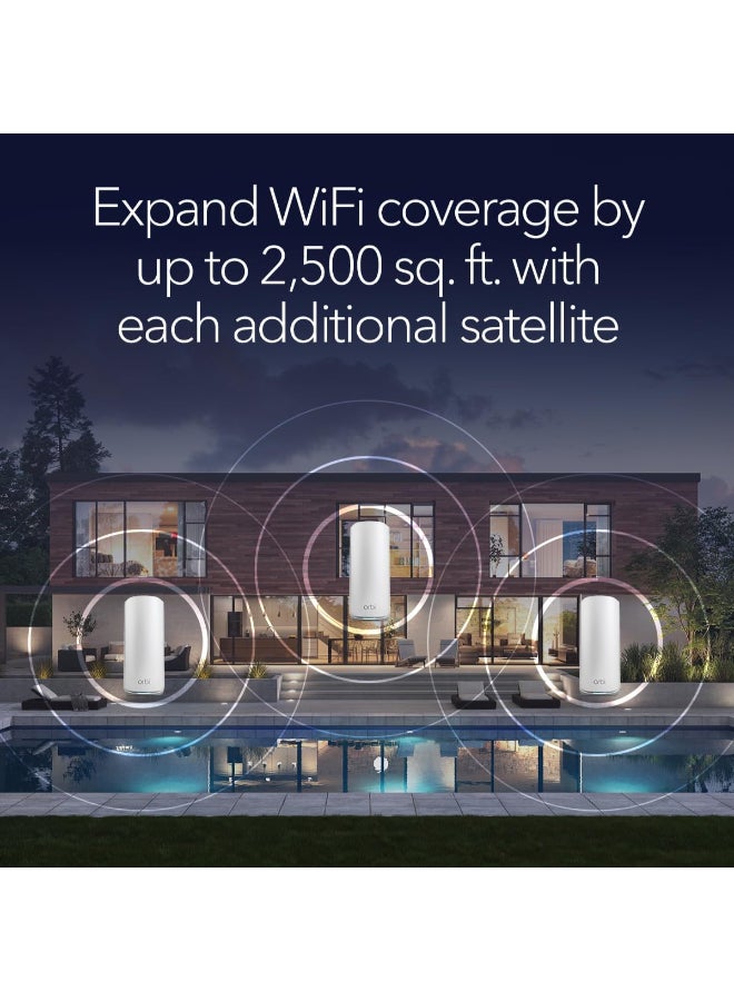 نت جير Orbi 870 Series (RBE870) Tri-Band WiFi 7 Mesh Add-on Satellite – Works with Orbi RBE872 and RBE873 – Security Features, Adds Coverage Up to 3,000 Sq. Ft. - BE21000 802.11be (Up to 21 Gbps) White - Image 4