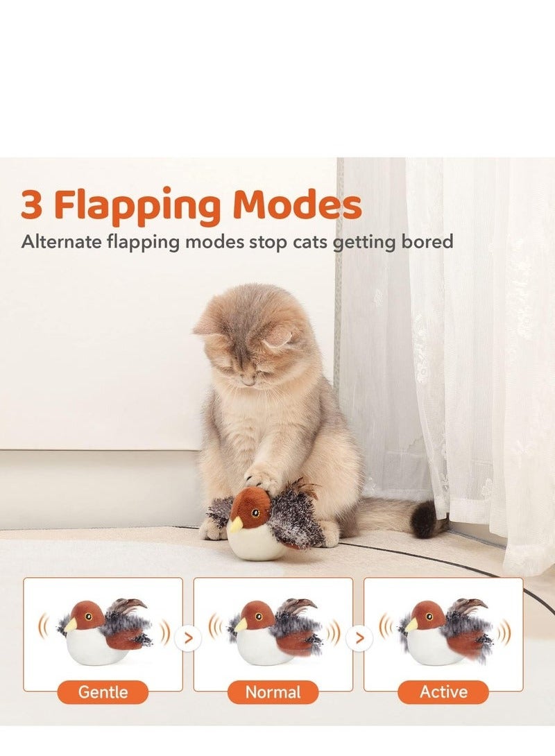 Cat Toys Rechargeable Flapping Bird Sparrow, Lifelike Chirp Tweet, Touch Activated Kitten Toy Interactive Cat Exercise Toys for All Breeds Cat Kicker Catnip Toys 4.0 Inches - Image 1
