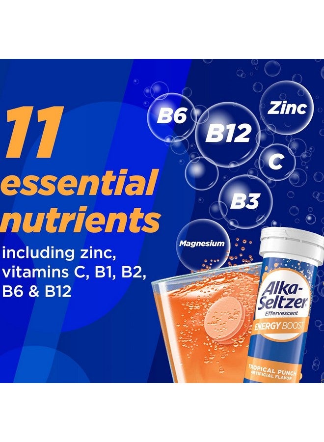 Alka-Seltzer Energy Boost: Caffeine & Guarana, B Vitamins, Supports Mental Alertness and Physical Energy, Daily Energy Supplement, Fizzy Tablets, Sugar-Free, Light Tropical Punch Flavor, 30ct - Image 2