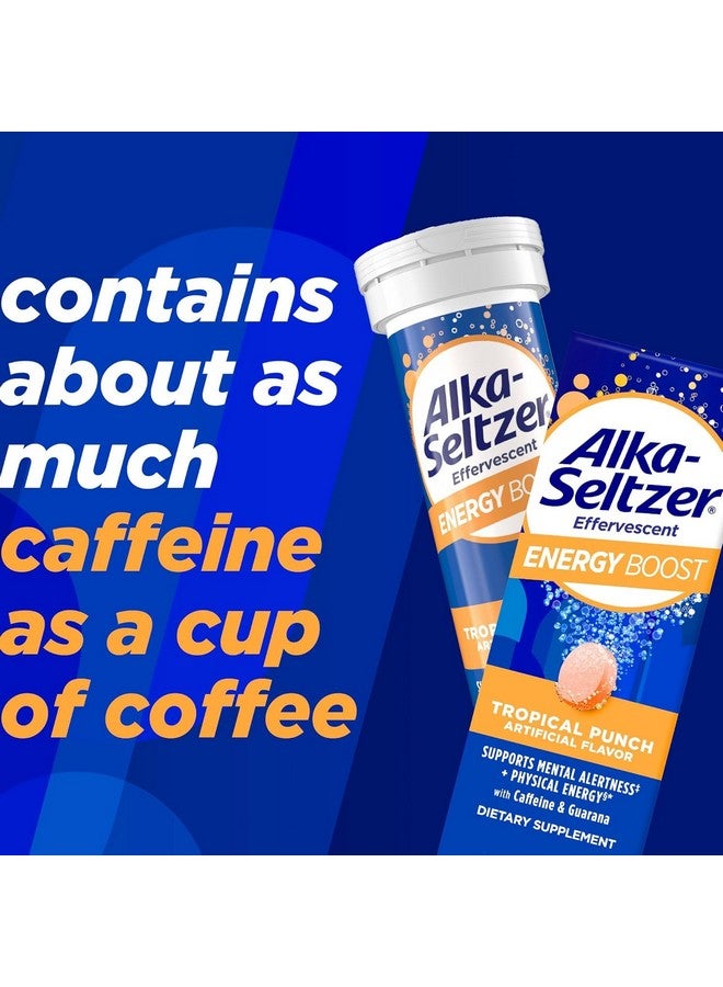 Alka-Seltzer Energy Boost: Caffeine & Guarana, B Vitamins, Supports Mental Alertness and Physical Energy, Daily Energy Supplement, Fizzy Tablets, Sugar-Free, Light Tropical Punch Flavor, 30ct - Image 1