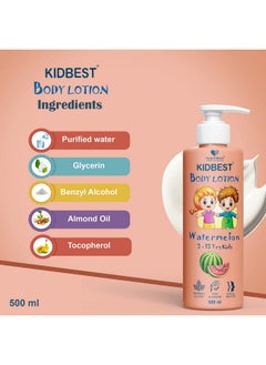 Kidbest Body Lotion For Kids | Anti-Bacterial | Normal Skin, Sensitive Skin & Dry Skin | Tear, Paraben, Sls Free | Watermelon Flavor | 500Ml - pzsku/Z65BC23FBAF4E78B0E11DZ/45/_/1735816993/f0e19aa2-5f55-4053-9630-5954c59b361f