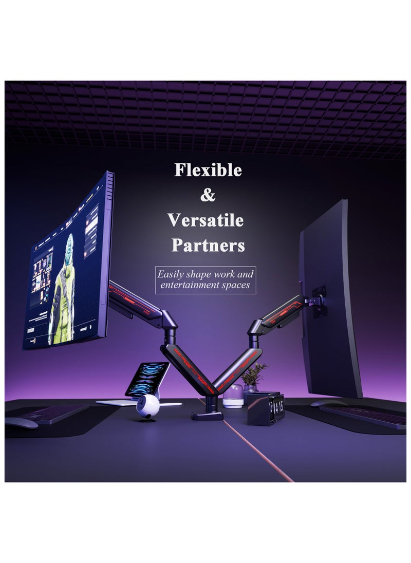 ETHU - ETHU Dual Monitor Arm, Adjustable Gas Spring Monitor Stang Support 13-32 Inch and 9kg Screen, Full Motion Computer Monitors Mount, LED/LCD Display Arm, VESA Pattern 75x75/100x100 Dual Arm Black - Image 1