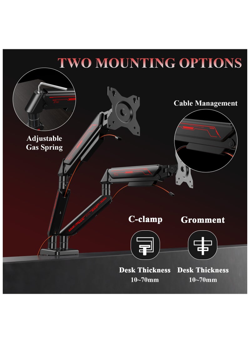 ETHU ETHU Dual Monitor Arm, Adjustable Gas Spring Monitor Stang Support 13-32 Inch and 9kg Screen, Full Motion Computer Monitors Mount, LED/LCD Display Arm, VESA Pattern 75x75/100x100 Dual Arm Black  - Image 4