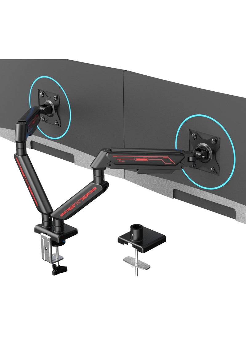 ETHU ETHU Dual Monitor Arm, Adjustable Gas Spring Monitor Stang Support 13-32 Inch and 9kg Screen, Full Motion Computer Monitors Mount, LED/LCD Display Arm, VESA Pattern 75x75/100x100 Dual Arm Black  - Image 1