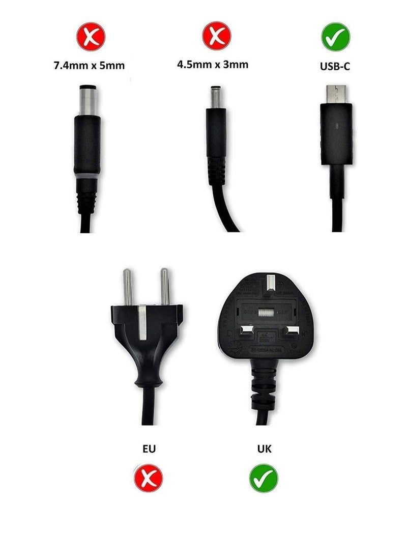 Generic - adapter 130W USB Type C for Dell 0K00F5 K00F5 XPS 15 9575 XPS 15 9570 XPS 15 2-in-1 9575 XPS 2-in-1 4K T XPS9575-7354BLK-PUS 20V 6.5A - Image 1