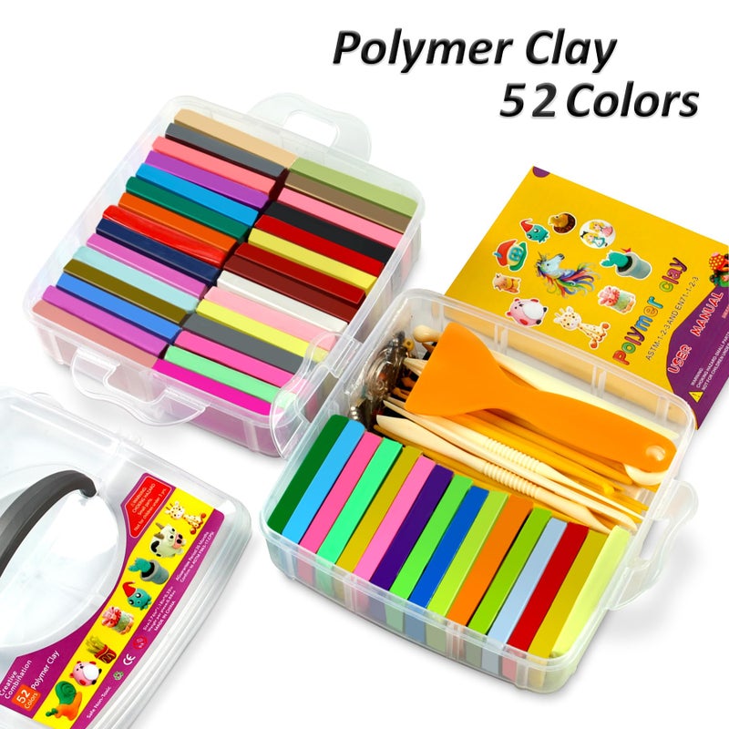 Aestd-ST Polymer Clay 52 Colors, Modeling Clay for Kids, Non-Sticky Oven Bake Clay with Sculpting Tools and Accessories, Halloween Christmas Gift for Children and Artists - Image 2